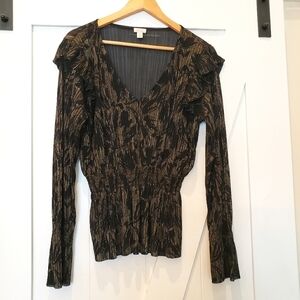 𝅺NORDSTROM Hinge Black Gold Metallic Whimsigoth Witchy Boho Bling Medium EUC
